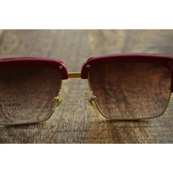 Sunday Somewhere Little God Sunglasses 033-BUR Unisex Burgundy Gold Trum - Picture 7 of 12
